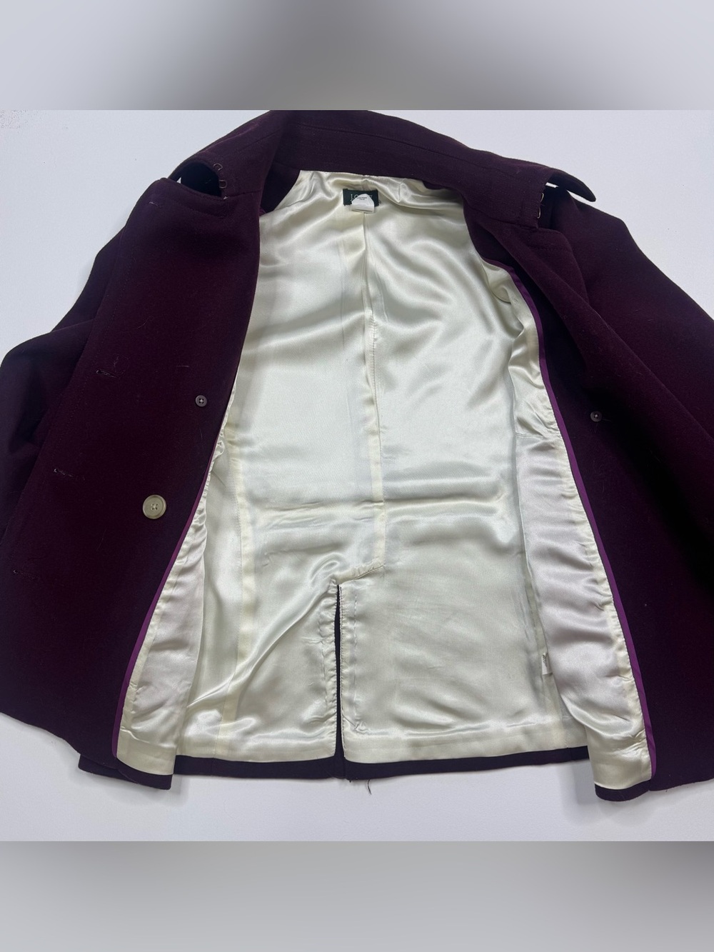 J. Crew 100% Wool Double-Breasted Peacoat in Deep Wine Womens Size 6 - Picture 5 of 9